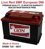 DIN88 Tall - 483T LION RED SMF European DIN Battery